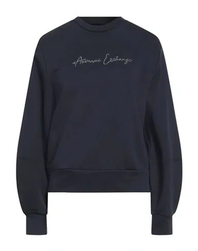 Armani Exchange Woman Sweatshirt Navy Size L Cotton, Polyester In Blue