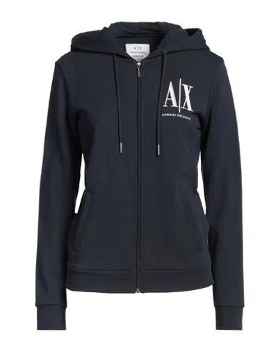 Armani Exchange Woman Sweatshirt Navy Size M Cotton, Elastane