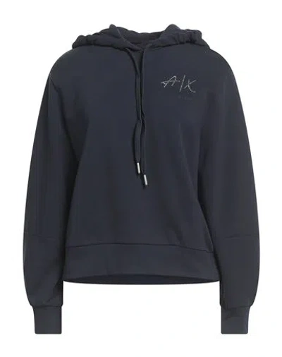 Armani Exchange Woman Sweatshirt Navy Size M Cotton, Elastane