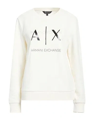 Armani Exchange Woman Sweatshirt Off White Size L Cotton, Elastane
