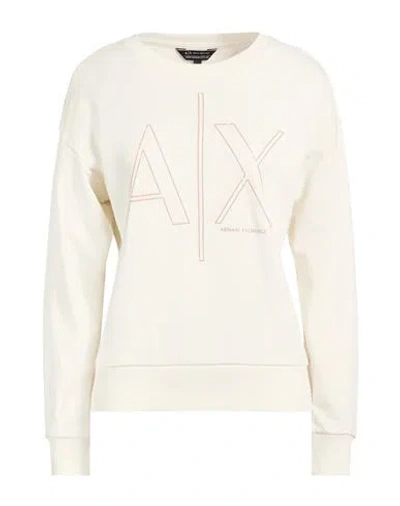 Armani Exchange Woman Sweatshirt Off White Size S Cotton, Polyester, Elastane