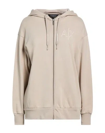 Armani Exchange Woman Sweatshirt Sand Size L Cotton, Polyester, Elastane In Neutral