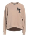Armani Exchange Woman Sweatshirt Beige Size L Cotton, Polyester, Elastane In Beige