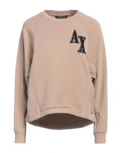 ARMANI EXCHANGE ARMANI EXCHANGE WOMAN SWEATSHIRT SAND SIZE M COTTON, POLYESTER, ELASTANE