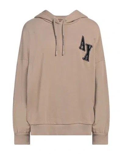 Armani Exchange Woman Sweatshirt Sand Size Xl Cotton, Polyester, Elastane In Beige