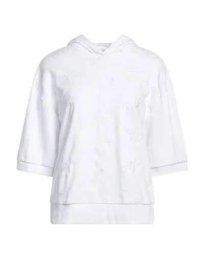 Armani Exchange Woman Sweatshirt White Size L Cotton, Polyester, Elastomultiester
