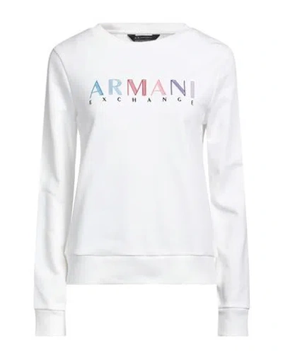 Armani Exchange Woman Sweatshirt White Size L Organic Cotton