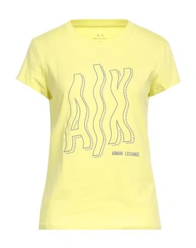 Armani Exchange Woman T-shirt Acid Green Size M Cotton, Elastane