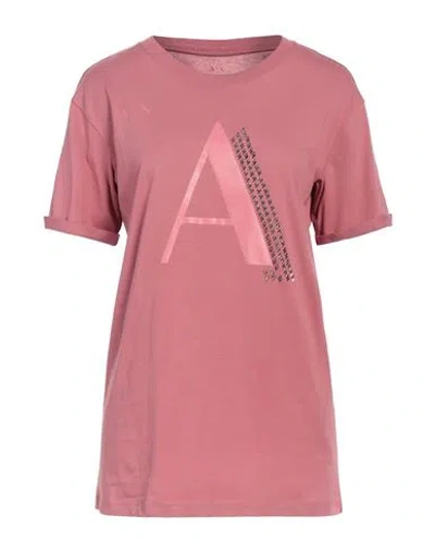 Armani Exchange Woman T-shirt Pastel Pink Size L Cotton