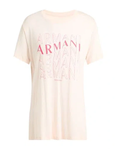 Armani Exchange Woman T-shirt Apricot Size L Viscose, Linen In Orange