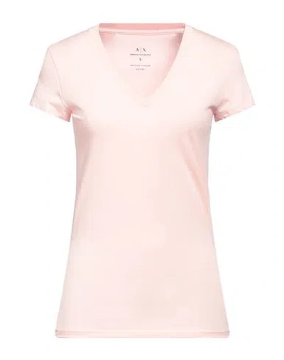 Armani Exchange Woman T-shirt Apricot Size S Pima Cotton In Orange
