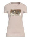 Armani Exchange Woman T-shirt Beige Size L Cotton