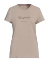 Armani Exchange Woman T-shirt Beige Size Xs Cotton, Elastane