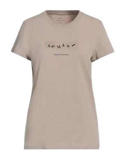 Armani Exchange Woman T-shirt Beige Size Xs Cotton, Elastane