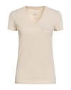 Armani Exchange Woman T-shirt Beige Size S Cotton In Neutral