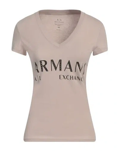 Armani Exchange Woman T-shirt Beige Size Xs Cotton
