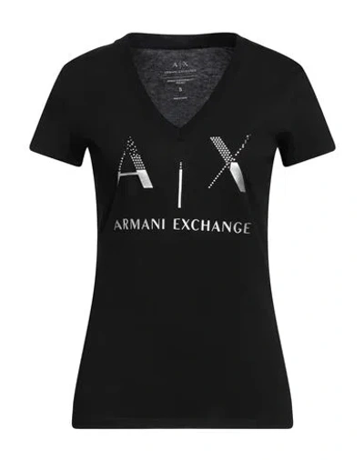 Armani Exchange Woman T-shirt Black Size L Cotton