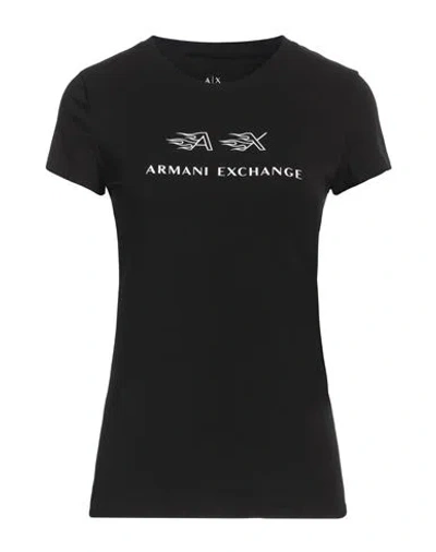 Armani Exchange Woman T-shirt Black Size L Cotton, Elastane