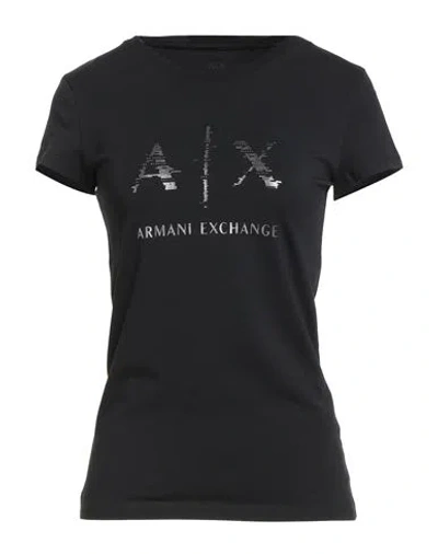Armani Exchange Woman T-shirt Black Size L Cotton, Elastane