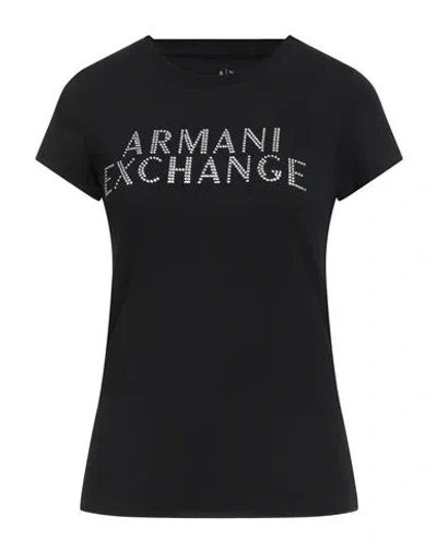 Armani Exchange Woman T-shirt Black Size L Cotton, Elastane