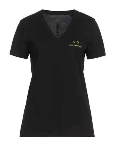 Armani Exchange Woman T-shirt Black Size M Cotton In Black