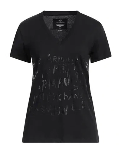 Armani Exchange Woman T-shirt Black Size M Cotton In Black