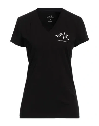 Armani Exchange Woman T-shirt Black Size Xs Cotton, Elastane