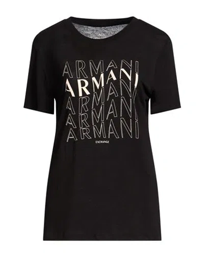 Armani Exchange Woman T-shirt Black Size M Viscose, Linen