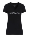 Armani Exchange Woman T-shirt Black Size S Cotton, Elastane