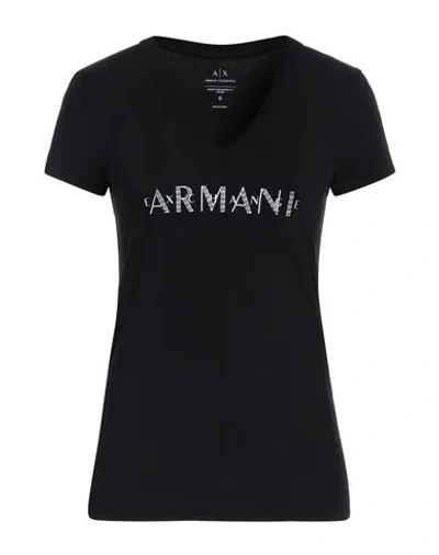 Armani Exchange Woman T-shirt Black Size S Cotton, Elastane