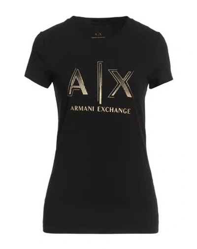 Armani Exchange Woman T-shirt Black Size S Cotton, Elastane