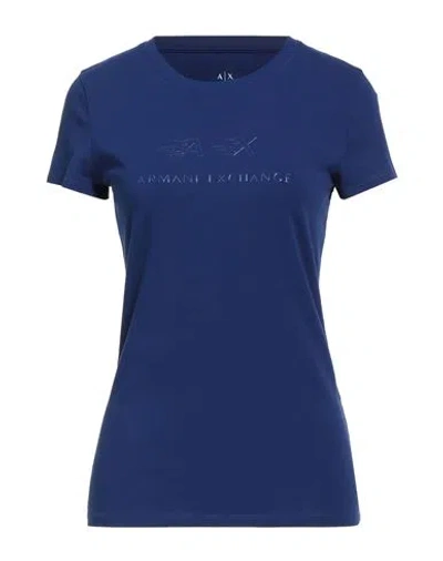 Armani Exchange Woman T-shirt Blue Size L Cotton, Elastane