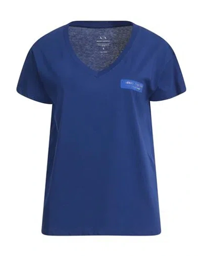 Armani Exchange Woman T-shirt Blue Size M Cotton