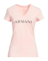 Armani Exchange Woman T-shirt Blush Size L Cotton, Elastane In Pink