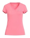 Armani Exchange Woman T-shirt Coral Size L Cotton, Elastane In Pink
