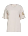 Armani Exchange Woman T-shirt Cream Size L Cotton In Multi