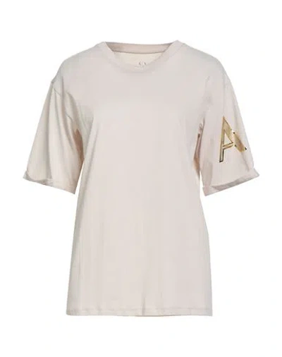 Armani Exchange Woman T-shirt Cream Size L Cotton In Multi