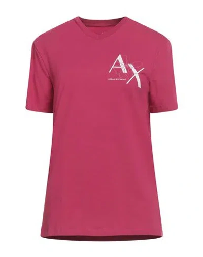 Armani Exchange Woman T-shirt Fuchsia Size S Cotton, Elastane In Pink