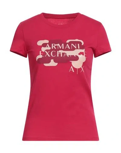 Armani Exchange Woman T-shirt Fuchsia Size Xs Cotton In Red