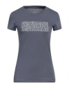 Armani Exchange Woman T-shirt Lead Size M Cotton In Grey