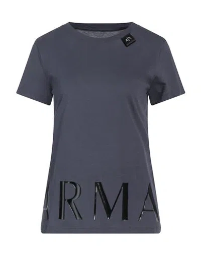 Armani Exchange Woman T-shirt Lead Size S Organic Cotton In Grey