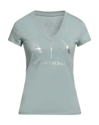Armani Exchange Woman T-shirt Light Green Size L Cotton