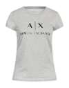 Armani Exchange Woman T-shirt Light Grey Size Xs Polyester, Cotton In Grey