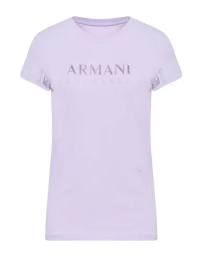 Armani Exchange Woman T-shirt Lilac Size L Cotton In Purple