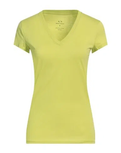 Armani Exchange Woman T-shirt Lime Green Size L Cotton