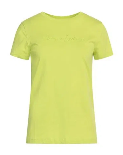 Armani Exchange Woman T-shirt Lime Green Size L Cotton