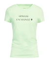 Armani Exchange Woman T-shirt Lime Green Size L Cotton, Elastane