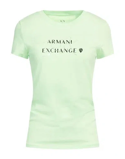 Armani Exchange Woman T-shirt Lime Green Size L Cotton, Elastane