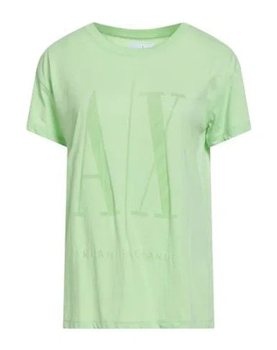 Armani Exchange Woman T-shirt Lime Green Size M Cotton, Polyester