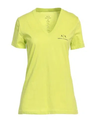 Armani Exchange Woman T-shirt Lime Green Size S Cotton